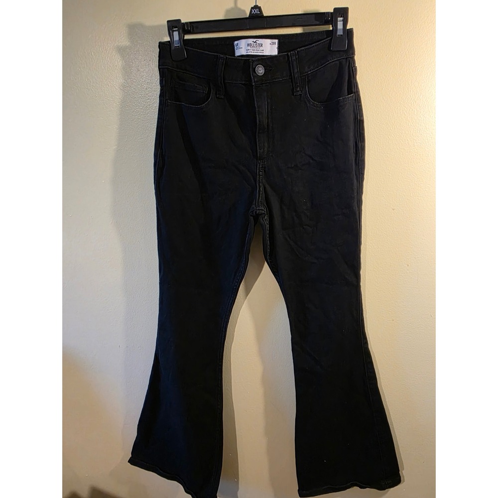 Hollister Curvy High-Rise Flare Jeans Black Advanced Stretch Size 6R W28R